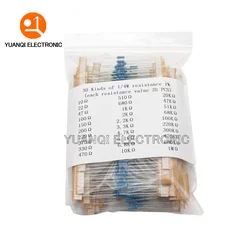 600pcs/set 300pcs/set 30 Kinds 1/4W Resistance 1% Metal Film Resistor Pack Assorted Kit 1K 2.2K 10K 100K 220 ohm 1M Resistors