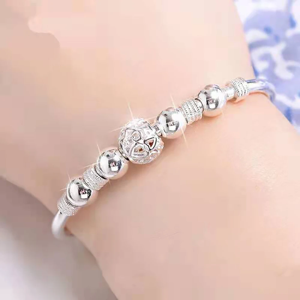 Charm-Glücksperlen-Armreifen aus 925er-Sterlingsilber für Damen, Armbänder, Mode, Party, Hochzeit, Verlobung, beliebte Markenschmuck
