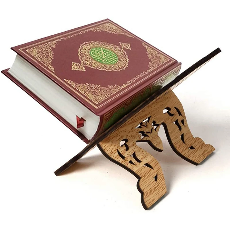 Kuran Quran Koran Holy Book Stand Holder, Wooden Eid Al-Fitr Shelf For Islamic Books And Bible Reading, Islam Home Decor