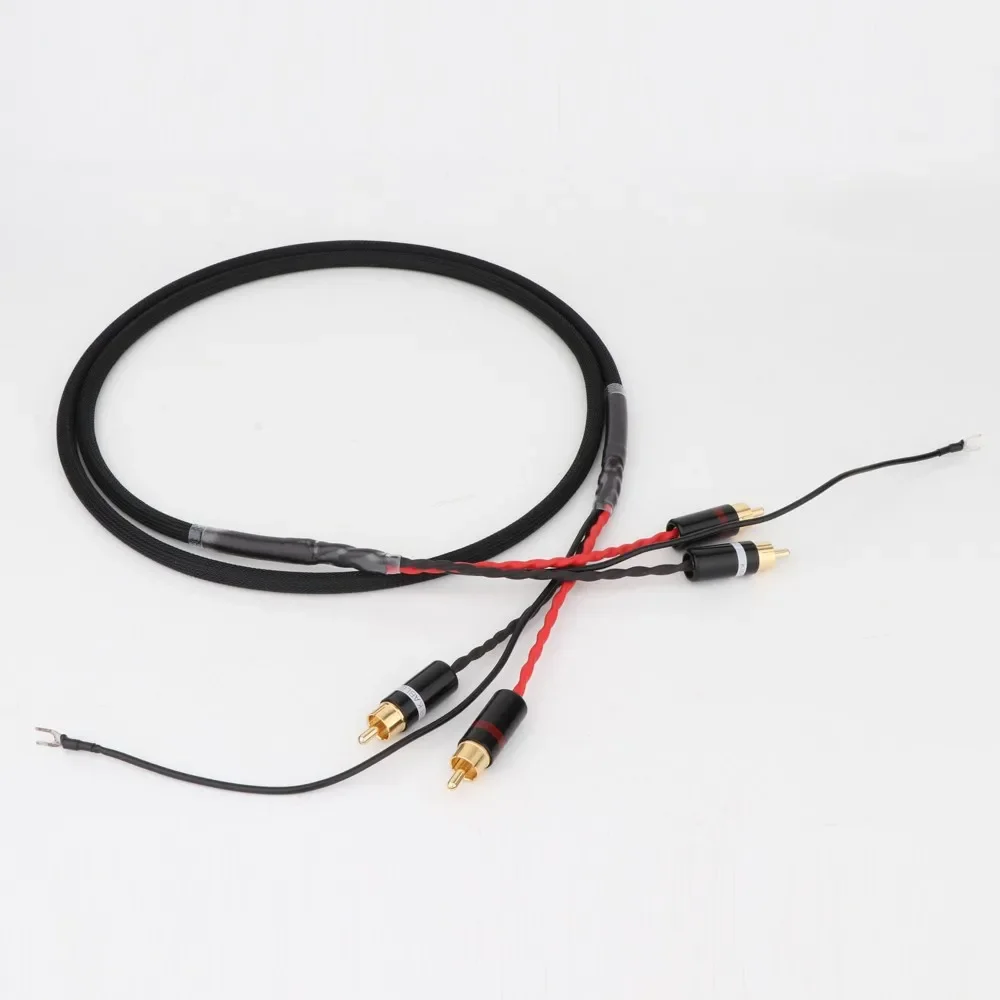 

1 Pcs Preffair 2 RCA to 2 RCA Audio Phono Tonearm Cable Ground with U Spade Plug Ground Wire for LP Vinyl Record player