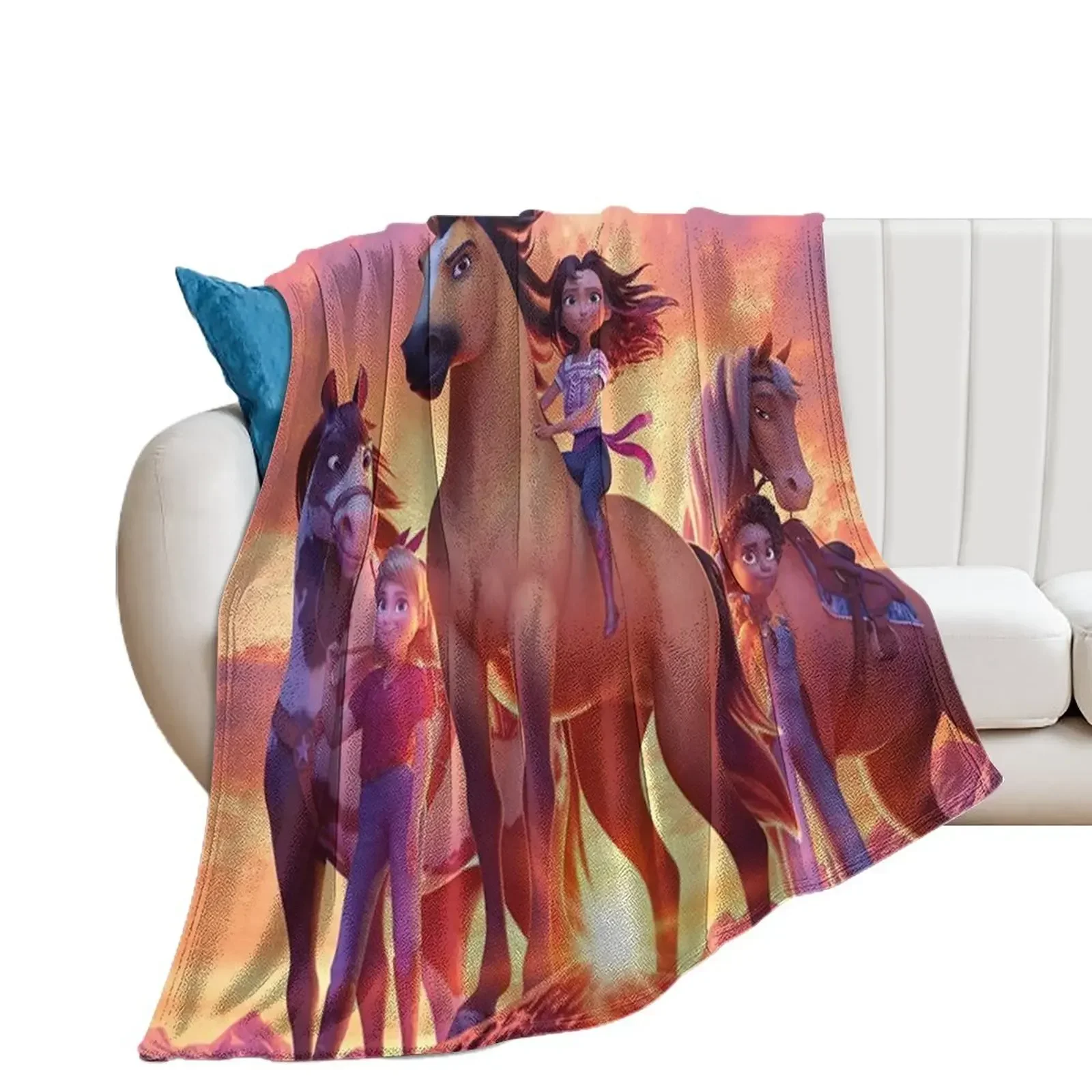 spirit untamed 2021 poster Throw Blanket Decorative Sofas Sleeping Bag Blankets