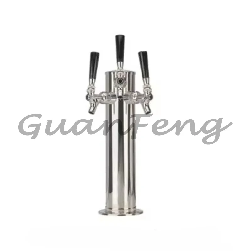 Three tap draft beer tower dispenser kegerator