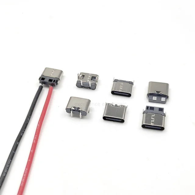 10 sztuk usb3. 1 typu C 2Pin poziome/pionowe 2P proste wlutowane żeńskie złącze wtykowe szybkie ładowanie USB