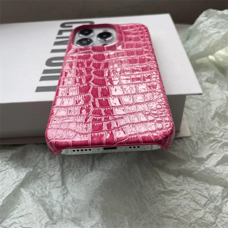 New Suitable for iPhone 16pro Phone Case 15promax Crocodile Pattern 14pro 13 Half Pack 12 11 XR Anti Drop Hard Protective Cover