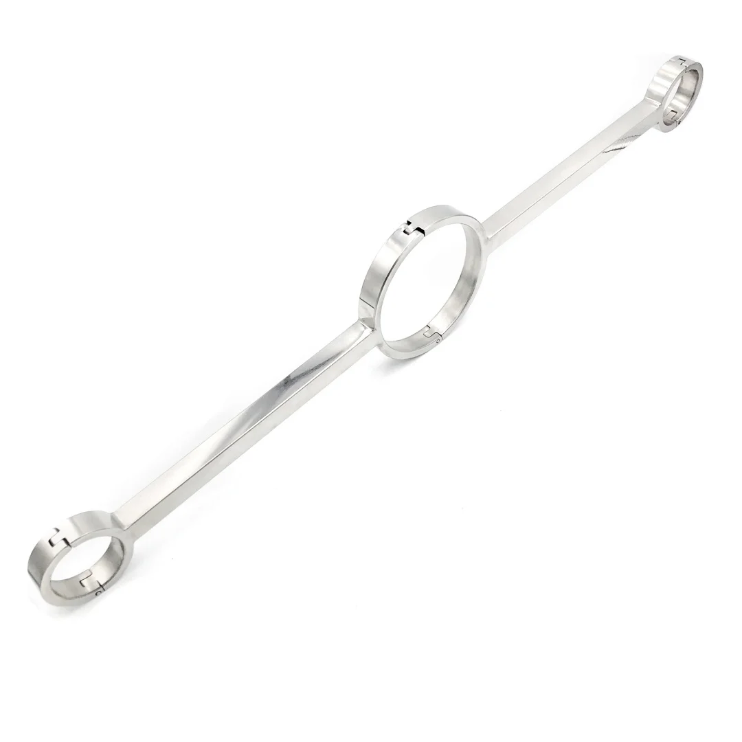 غرامة الفولاذ المقاوم للصدأ وسادة طوق حلقة عنق تكبيل المعصم ضبط النفس عبودية Cangue نير الكبار لعبة الجنس للذكور الإناث B9