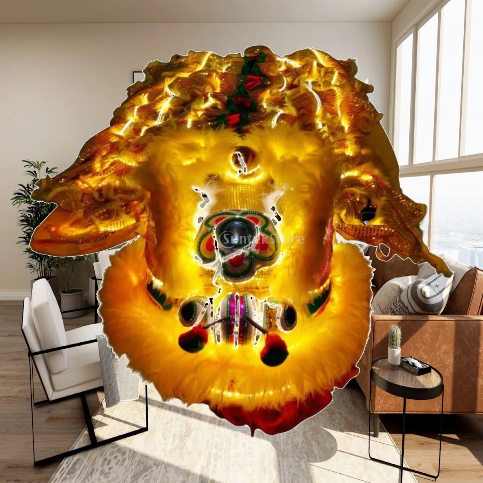 Lion Dance Costume with LED Traditional Lion Dance Costume Lively Colorful for Performers, Festivals, Parades