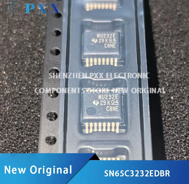 2Pcs New Original SN65C3232EDBR  RS-232 Interface IC 3V-5.5V 2-Channel 1 Mbit Line Driver/Receive SSOP-16 Marking:MU232E