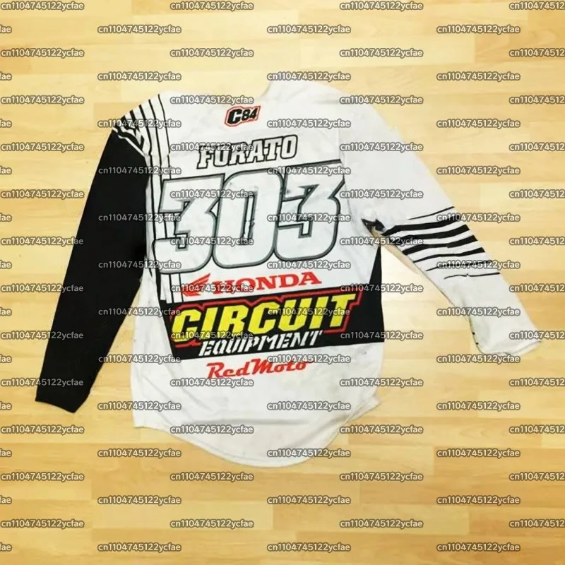 

Реплика осеннего мотокросса 2025 года # Джерси FORATO Honda Racing Team Reprint 303, свободный, дышащий, с 3D принтом, быстросохнущий, с длинным рукавом