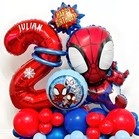 Spidey and His Amazing Friends Spiderman Number Aluminum Balloons Birthday Party Decorations Balloon for Kids Baby Shower Suppli