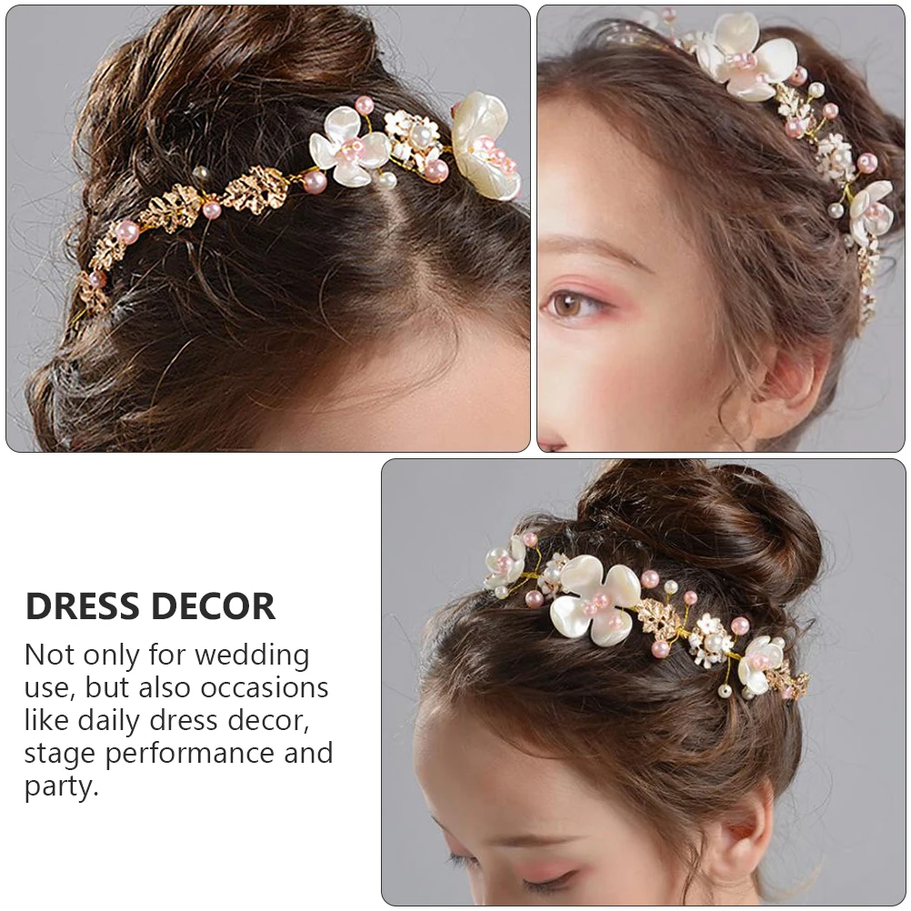 

1pc Princess Crown Jewelry Pearl Hair Hoop Flower Girl Headdress Wedding Daily Wear Hairband Headgear Accessory