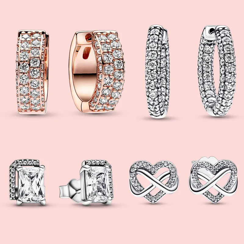 

Zircon Pavé Earrings For Women Sparkle Glitter Eternal Knot Concentric Stud Earrings Fashion High Jewellery Gifts Classic Hot