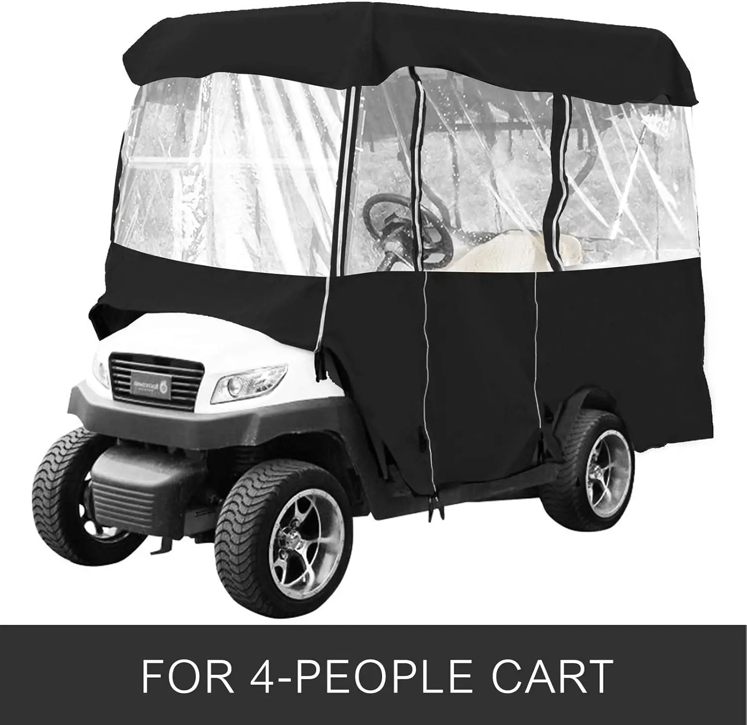 Golf Cart Enclosure, 4-Person Golf Cart Cover, 4-Sided Fairway Deluxe, 300D Waterproof Driving Enclosure with