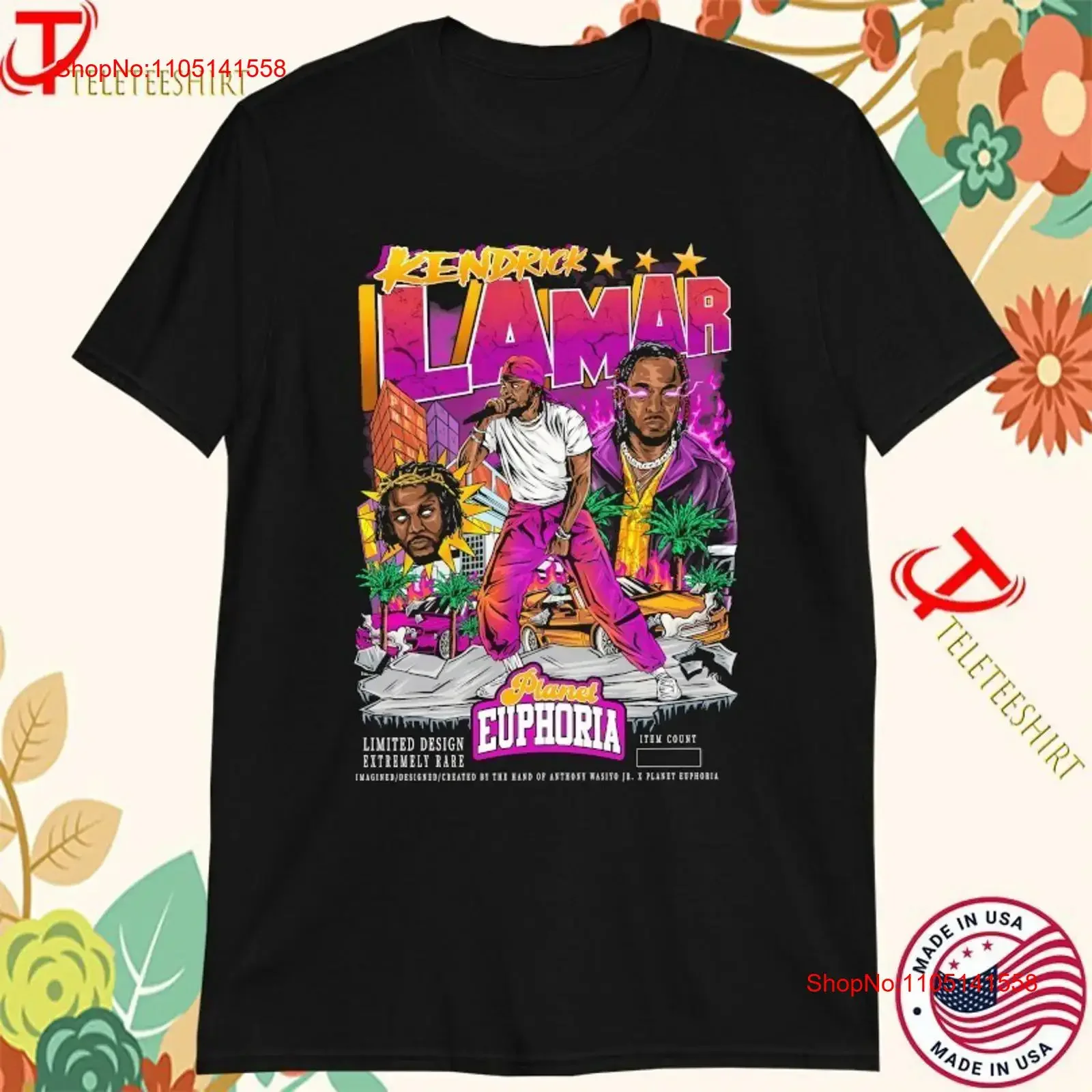 Kendrick Lamar Planet Euphoria t-shirts vintage lavé légèrement unisexe confortable doux décontracté élégant vêtements de créateur graphique
