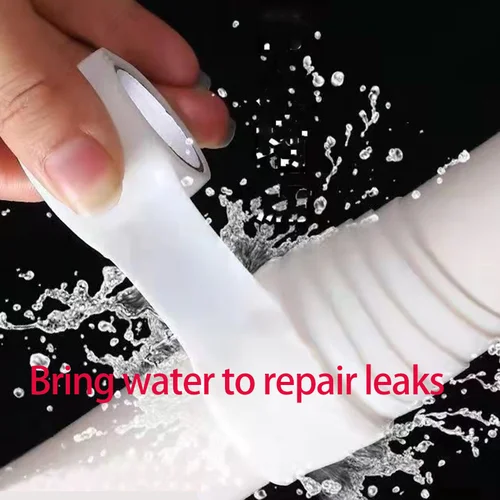 Imagen 1 del producto Cinta de sellado impermeable autoadhesiva blanca con resistencia a alta presión y fuerte tapón de fugas y reparación de tapón de agua