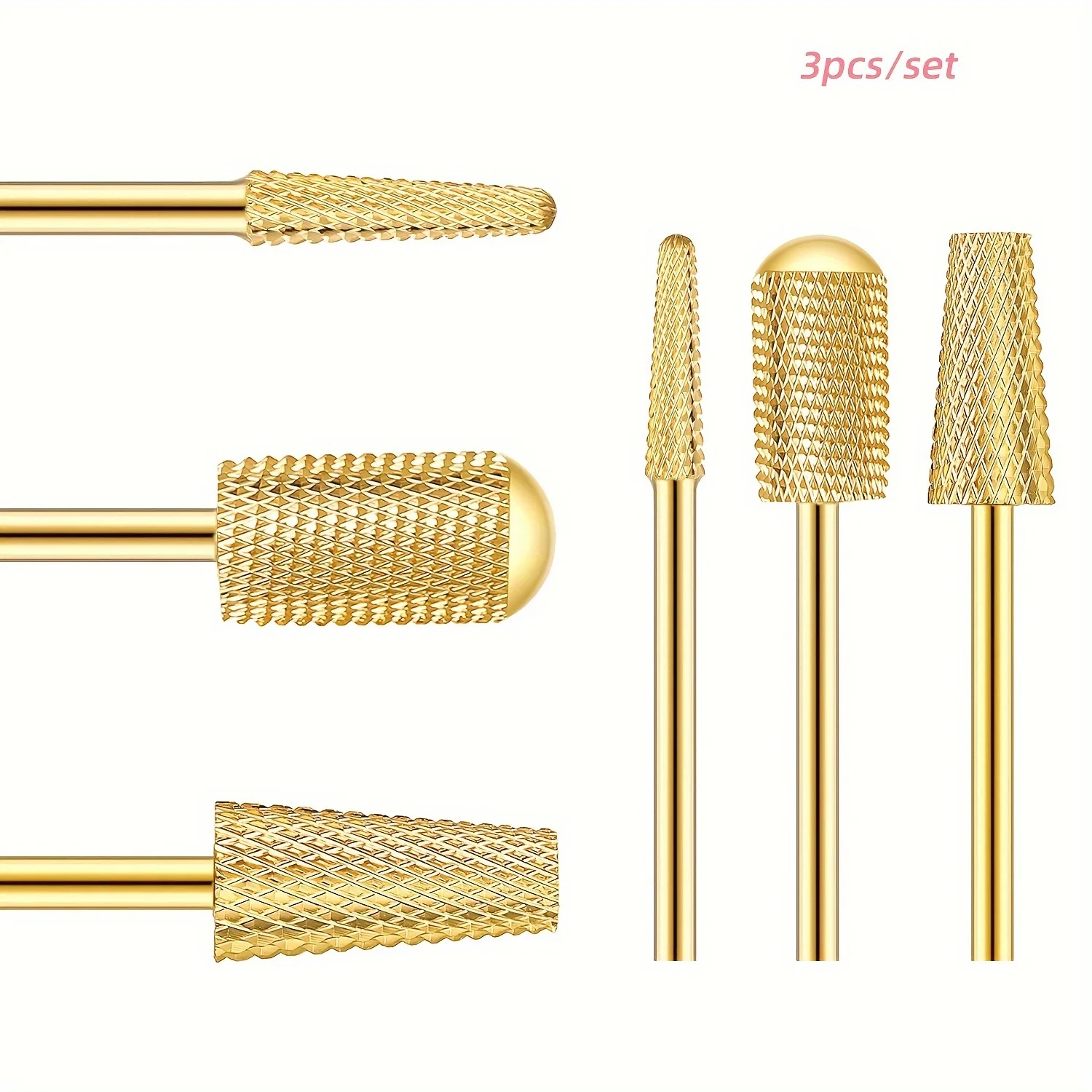 3pcs/set Nail Polishing Bits And Cleaning Brush Pedicure And Manicure Tools For Acrylic And Gel Nails