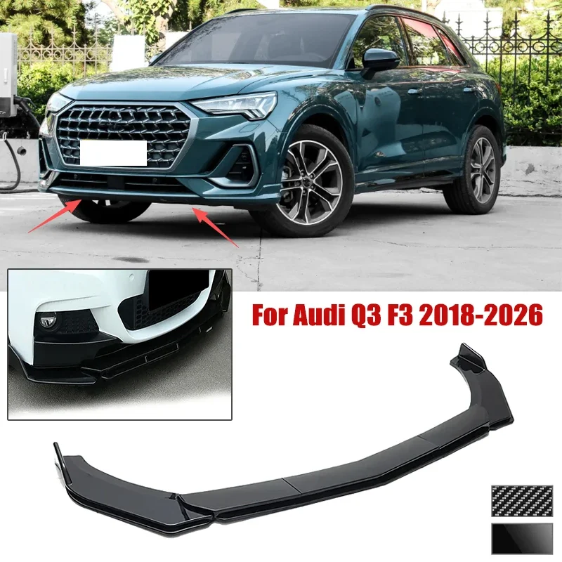 5pcs Front Bumper Shovel For Audi Q3 F3 2018-2026 Spoiler Front Bumper Deflector Anti Scratch Protection Device Accessory