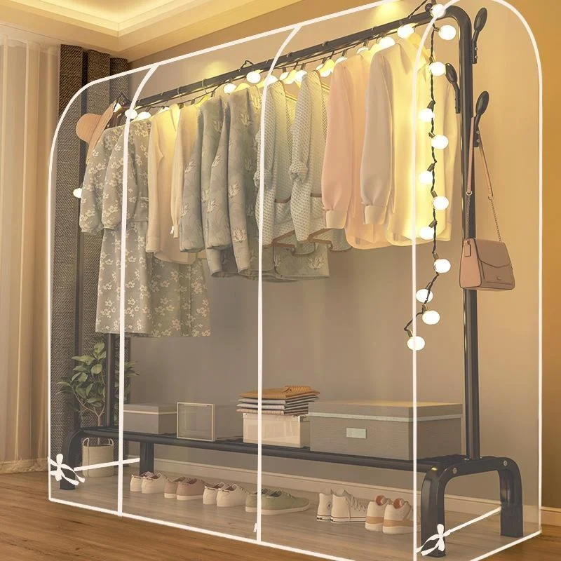 

Thiened Dustproof Cover for Clothes Hanger Double Rod Floor Standing Simple Design Transparent Clothes Dust Bag Storage Org...