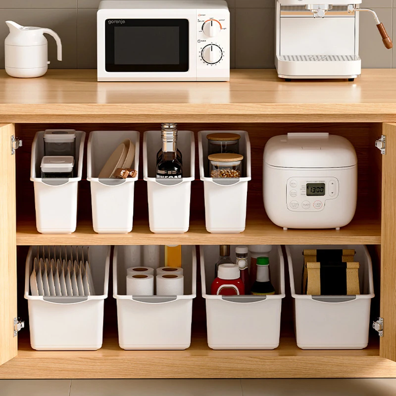 Drawer-type Cabinet Storage Box With Pulley Gap Sundries Kitchen Storage Box Large Capacity Multifunctional Storage Box