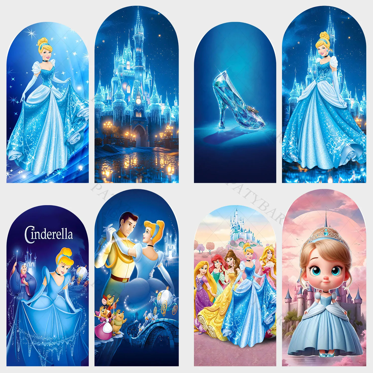 

Arch Cinderella Princess and Crystal Shoes Background Girl Birthday Party Backdrop Polyester Arch Banner Photography Props