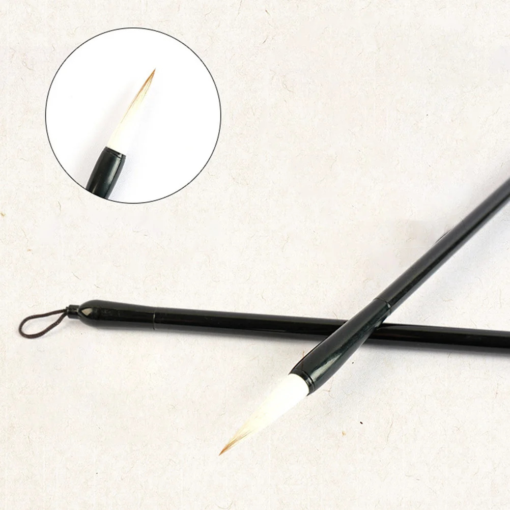2 Piezas de Pinceles de Escritura Sumi, Pluma de Caligrafía China, Herramienta de Tinta de Pelo Mixto para Dibujo con Acuarela, Fácil de Lavar, con Cordón