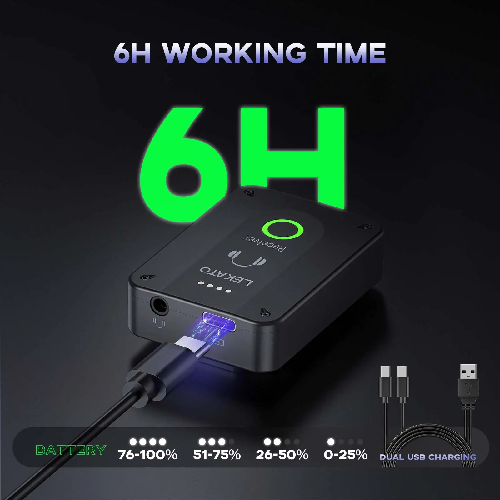 LEKATO MS-02 Wireless in Ear Monitor System 2.4G Stereo IEM System with Transmitter Beltpack Receiver for Studio Band
