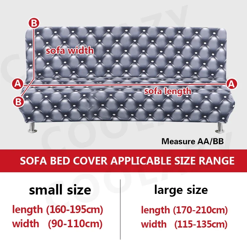 Armless Sofa Bed Cover Spandex Stretch Futon Slipcover Elastic Full Folding Couch Sofa Shield Fitted Full Folding Sofa Slipcover 2