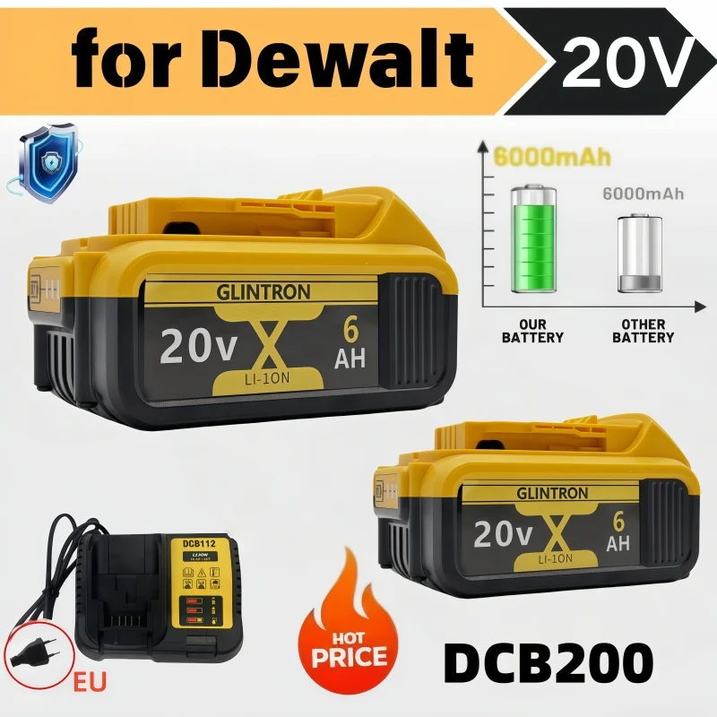 

DCB200 20 В 12,0 Ач сменный литиевый аккумулятор для Dewalt 18 В DCB184 DCB200 DCB182 DCB180 DCB181 DCB182 DCB201 DCB206
