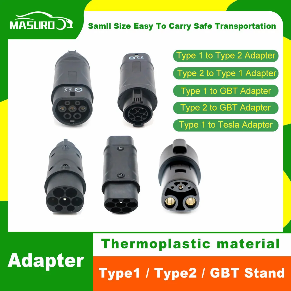 

EV Adapter Type 1 Type 2 GBT And Tesla Electric Vehicle Charger Adapter To SAE J1772 IEC 62196 Charging Connector