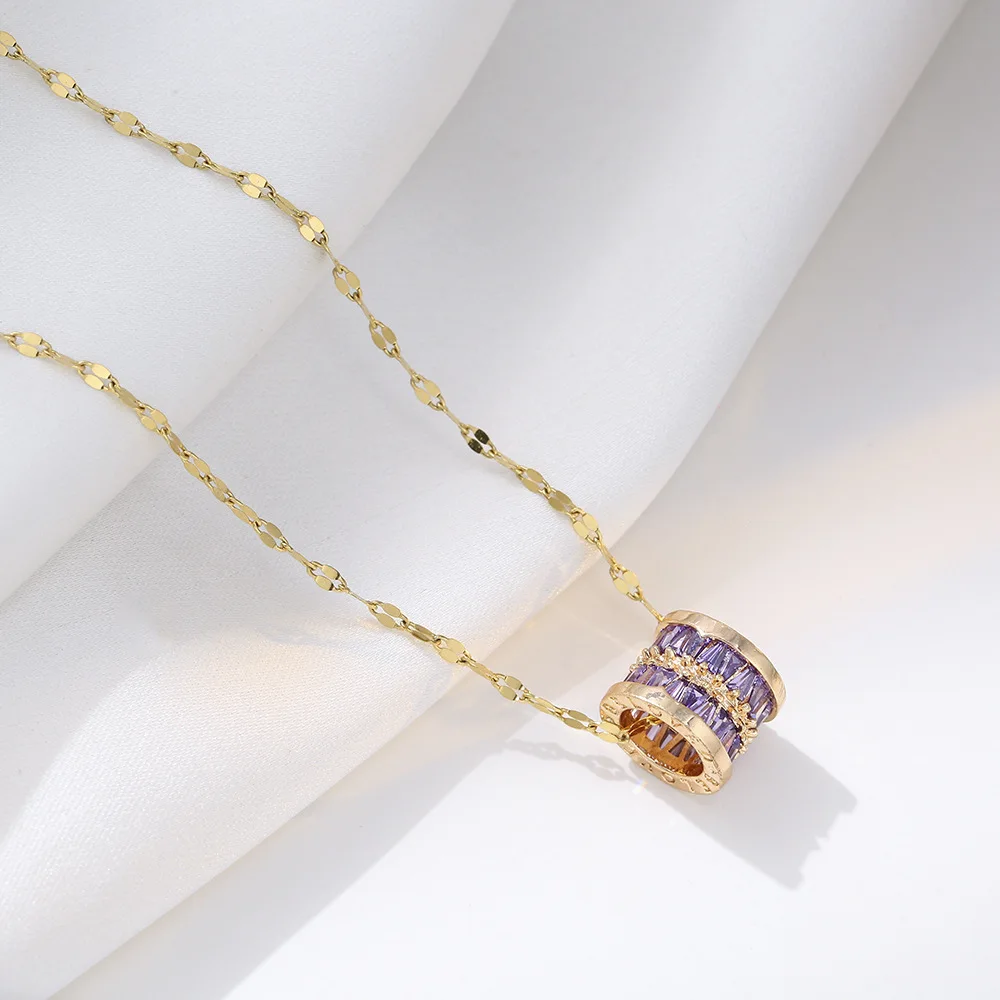 316L Stainless Steel 3 Color Round Pendant Necklace Minimalist Style Beautiful Woman Jewelry Accessories On Neck image 5
