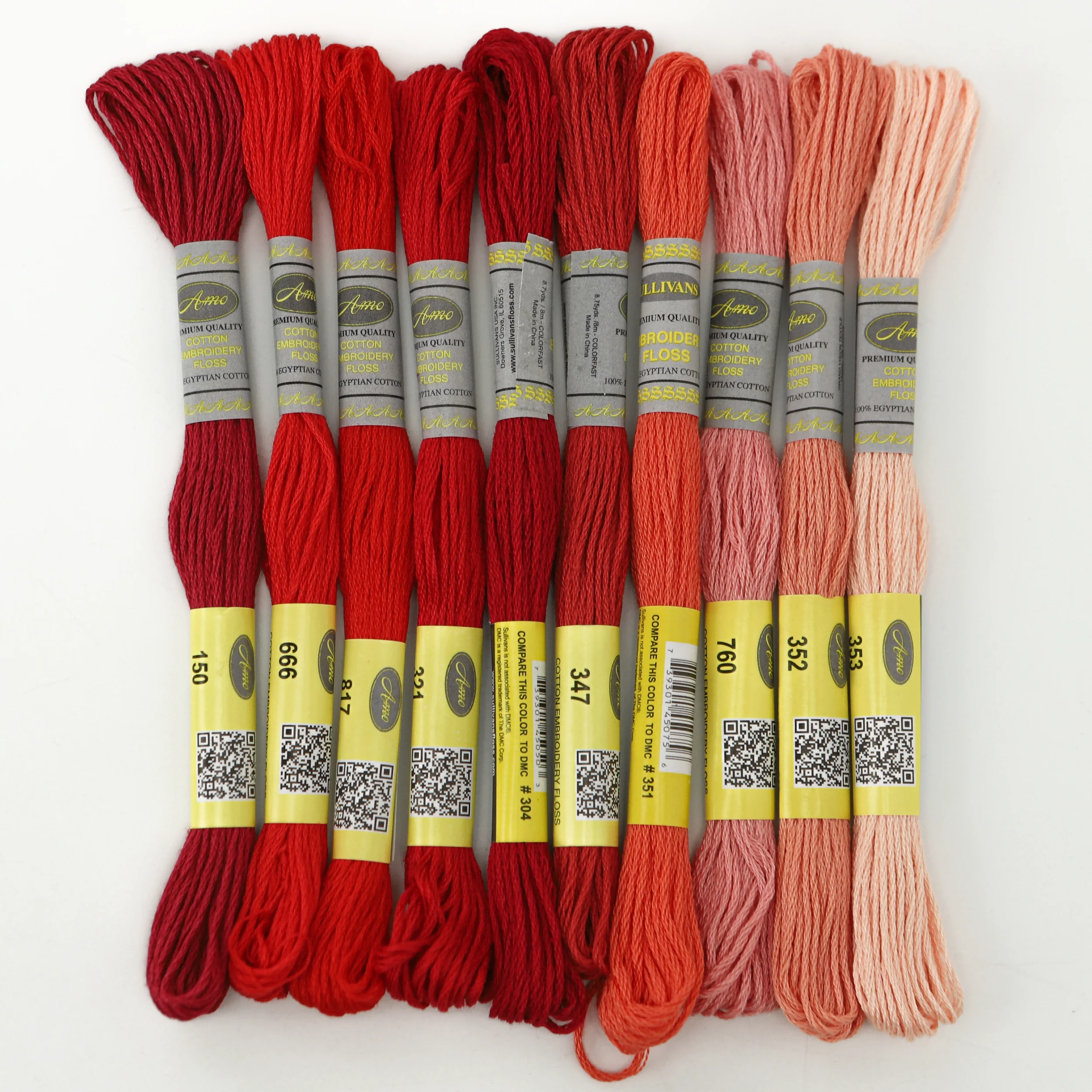 AmoHilos 100 Selected Colors Set For Flora Mercerized Egyptian Long Fiber Cotton Embroidery Floss Cross Stitch Thread 8.7 Yards