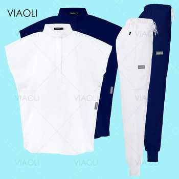Scrub Uniformi Set Infermieristica medica Ospedale Abiti da lavoro Tinta unita Abiti chirurgici Scrub traspirante Top Jogging Pantaloni Tuta
