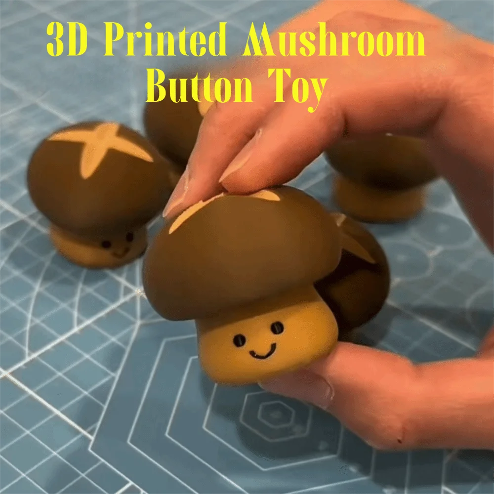 Quiet Keyboard Press 3D Printed Mushroom Clicker Keychain Compact Design Portable Pocket Size Key Ring Wear-Resistant