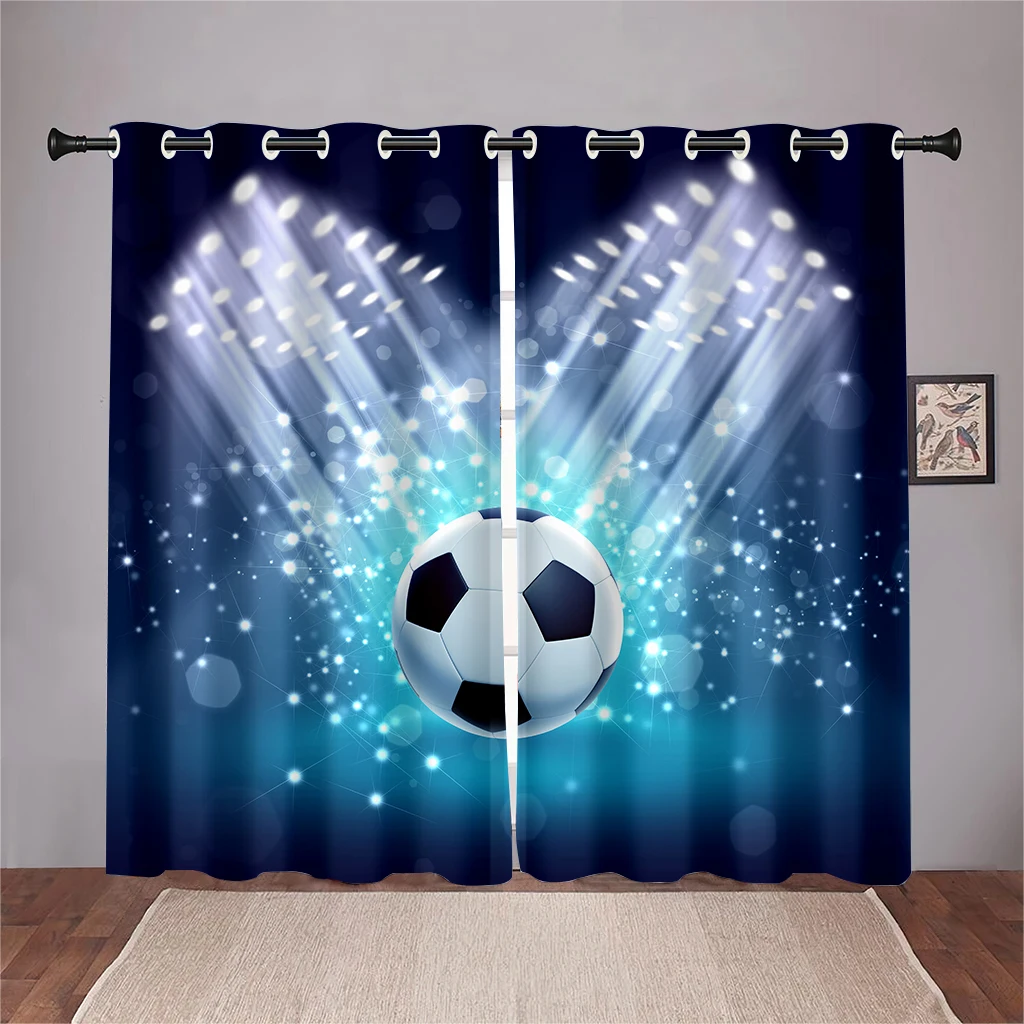 Football Field Shiny Lights Curtains Football Lovers Home Decor Curtains 2 Panel Living Room Bedroom Den Kids Room Decor