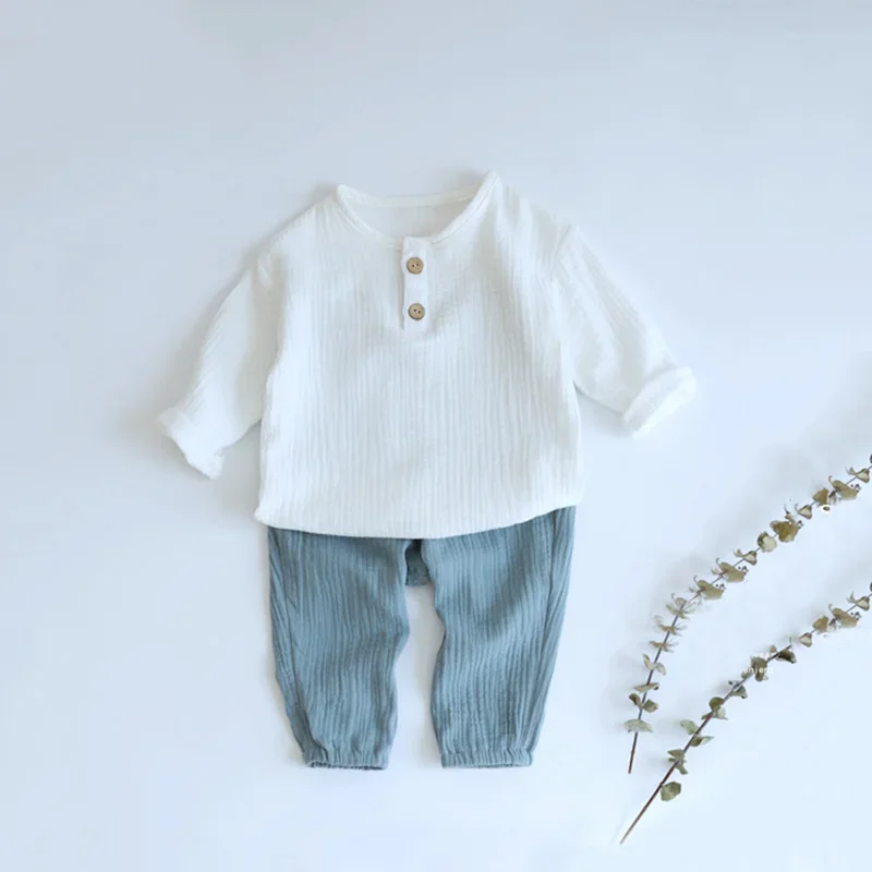 Infant Baby Boy Girl Clothes Set For Party Long Sleeve Baby Shirts +Loose Pant Toddler Kids Clothes Spring