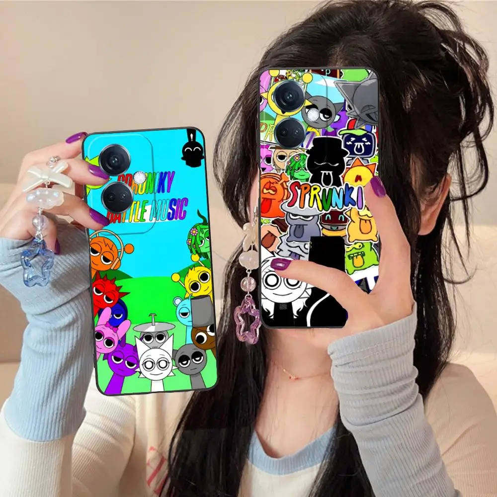 Sprunki الموسيقى المحمول قضية الهاتف الخليوي ل ممن لهم رينو 14 13 12 11 10 9 8 7 6 5 F T Pro 5G غطاء الطباعة الملونة غطاء فاخر