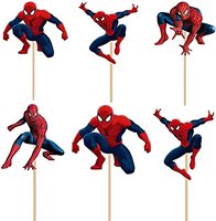 24pcs Superhero Spiderman Cupcake Toppers Happy Birthday Party Supplies Spidery Cake Toppers For Kids Decorations Supplies Gift