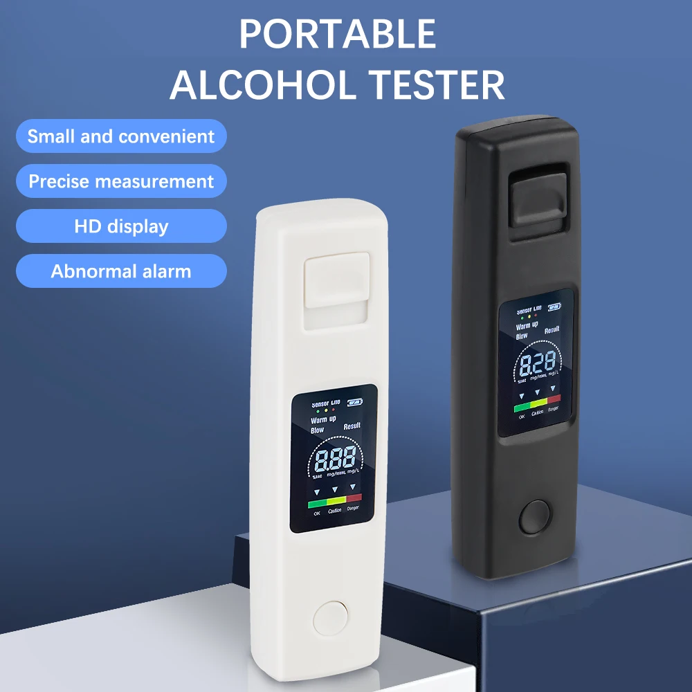 Alcohol Detector Breath Tester Portable Type-C Charging Breathalyzer Digital LCD Display Alcohol Tester Alcotester Non-Contact