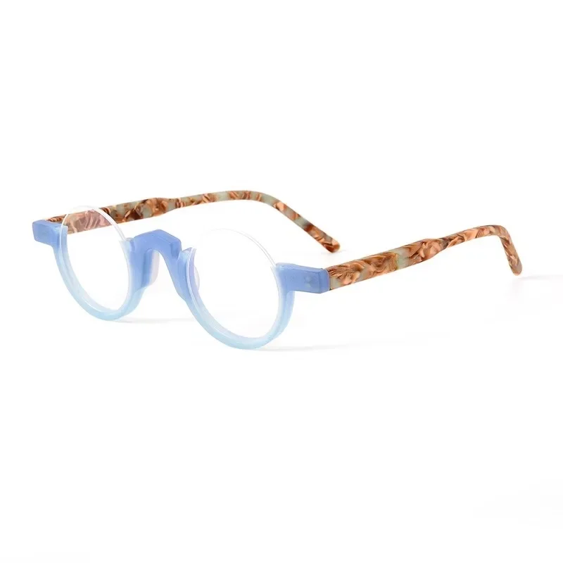 

Japanese retro glasses handmade plate literary round frame glasses female personality inverted half frame can be matched with