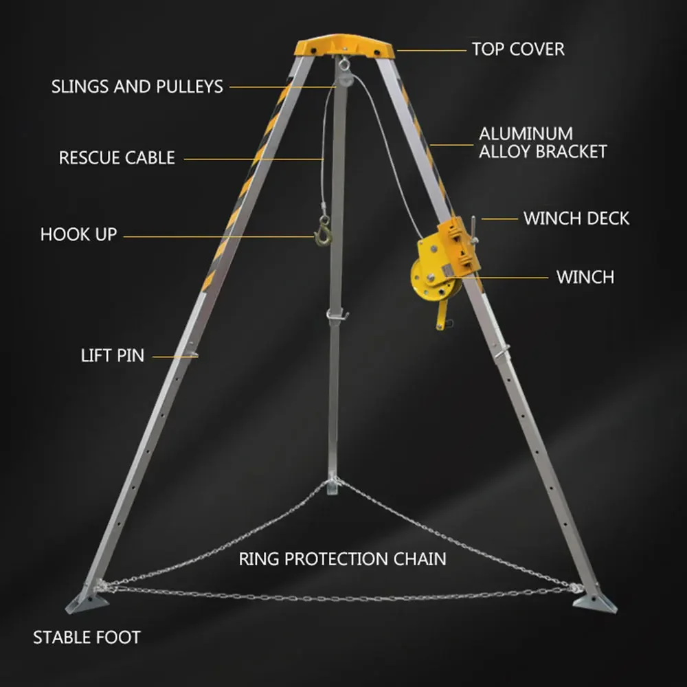 Portable Deep Well Rescue Multifunctional Emergency Rescue Tripod Aluminum Alloy Rescue Tripod Bearing 500kg