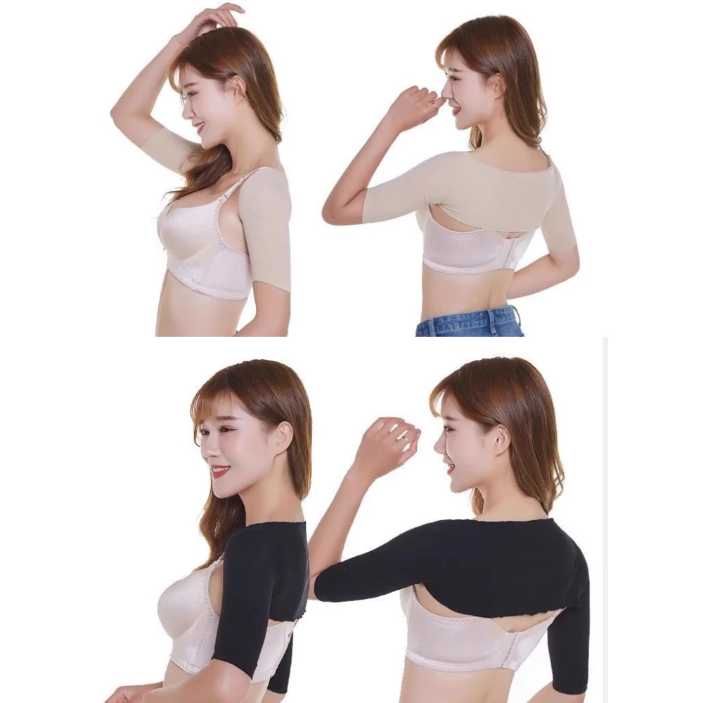 1pc Black/Skin Slim Breathable Protector Body Shaping Shoulder High Elasticity Sleeves Women Cuff Sleeve Correction Arm