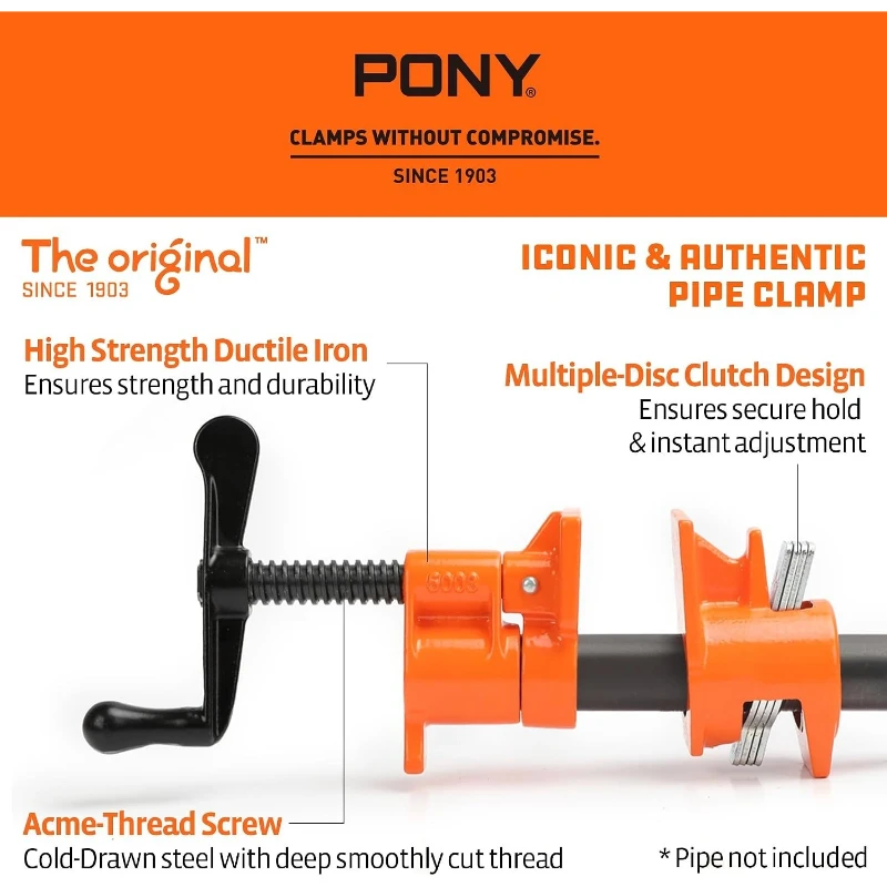 PONY&JORGENSEN 50 Pipe Clamp Fixture for 3/4-Inch Adjusting Fixed Pipes Clamping Fixture