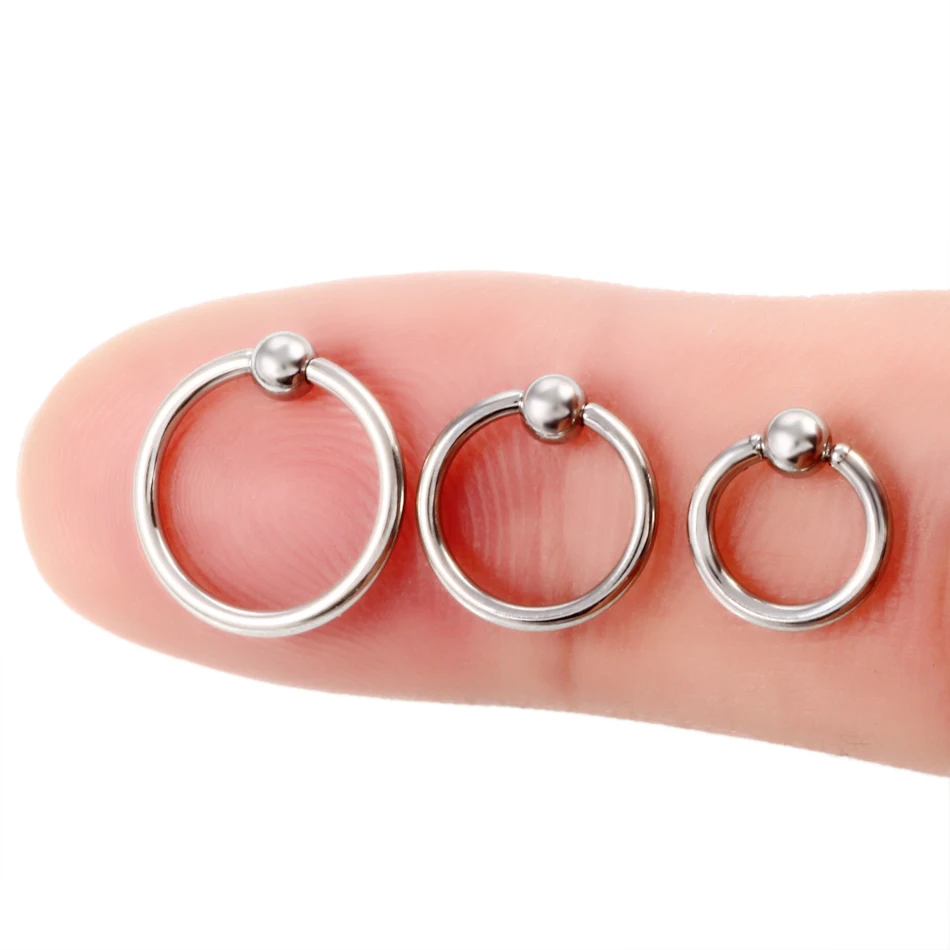 1pcs Round Bead Nose Rings Women Men Stainless Steel Helix Daith Tragus Earrings Hoop Eyebrow Piercings Body Jewelry