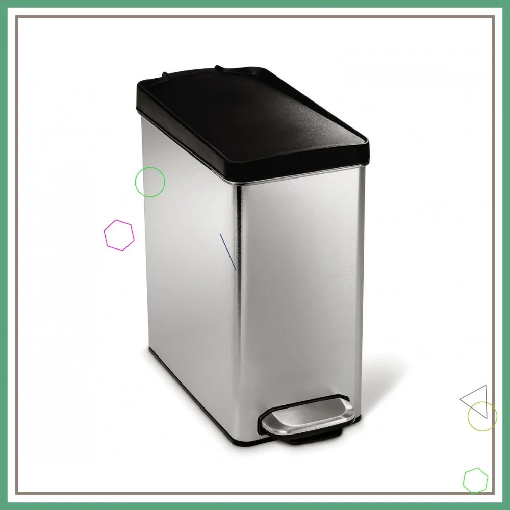 

10L Slim Bathroom Trash Can with Steel Pedal & Plastic Lid, Space-Saving Design