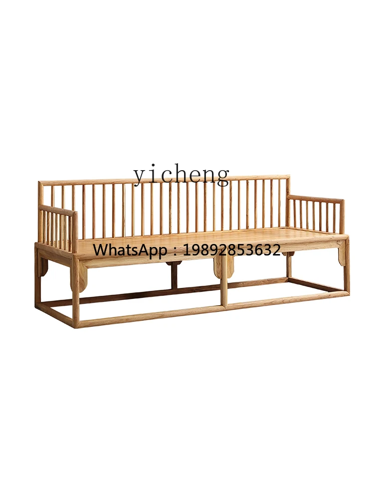 AA  new Chinese Arhat bed Zen three-person sofa old elm couch plain paint-free simple furniture