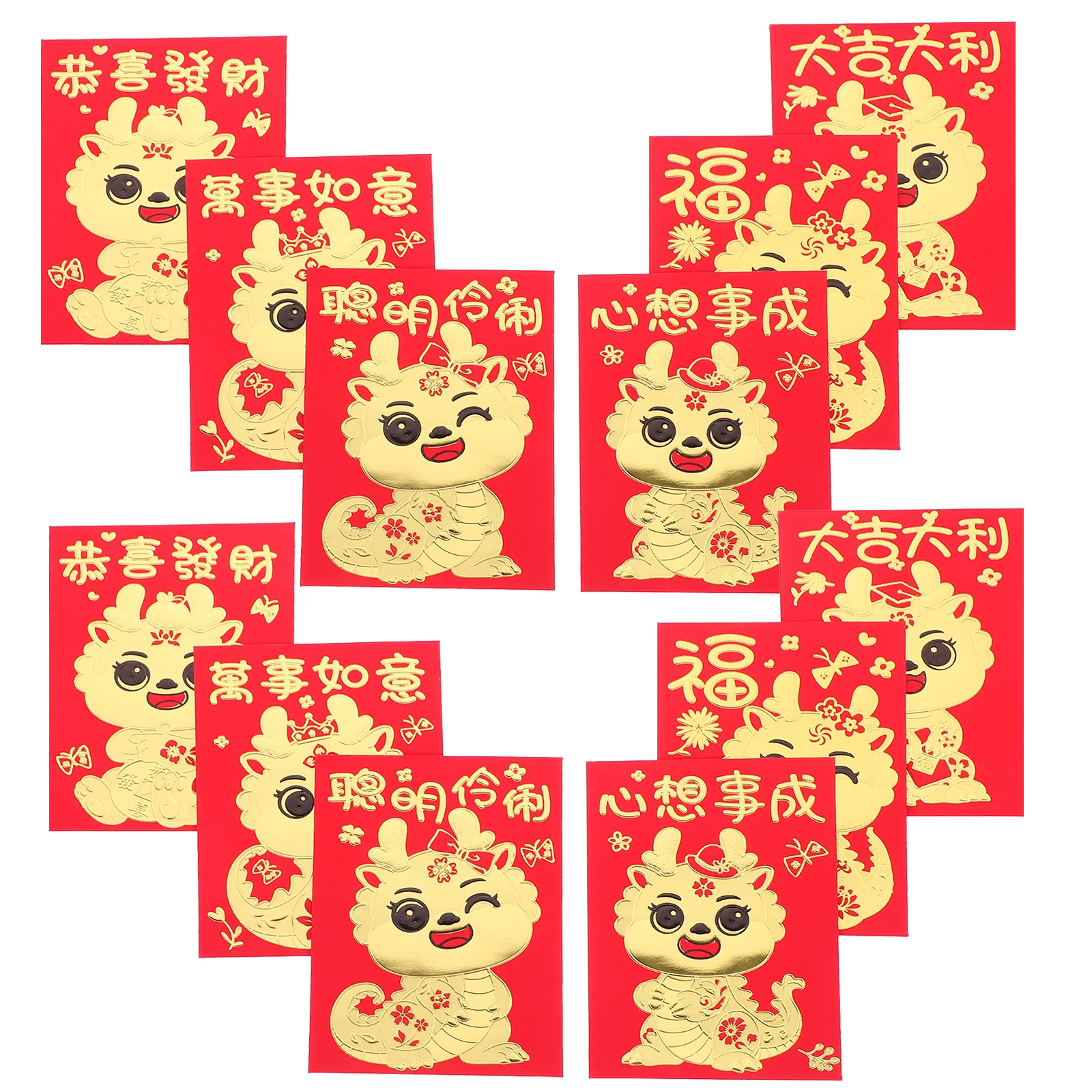 

30pcs Envelopes Creative Dragon Pattern Chinese New Year Envelope 2024 Money Bag Festival Paper Envelope Cash Envelopes Lunar