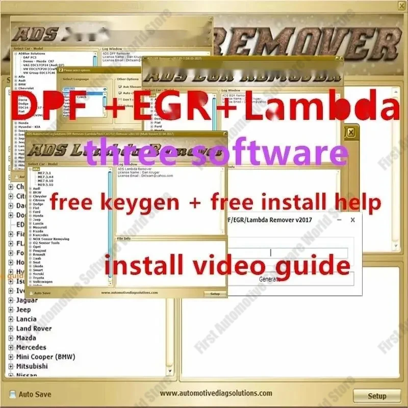 2023 Hot Car accessories tools DPF+EGR hot sell Lambda Remover Full 2017.5 Version Software + Unlock keygen + Install Video