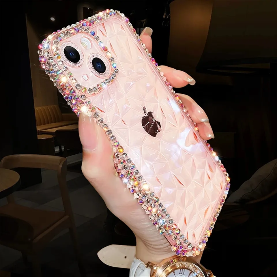 Luxury Glitter Bling Diamond Transparent Soft Phone Case For iPhone 16 15 14 13 12Pro Max 11 XS XR 7 8 Plus Clear Silicone Cover