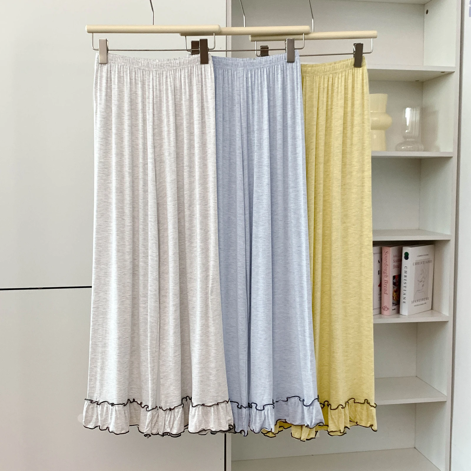 5174-05 모달 코튼 라운드 넥 긴팔 긴바지 잠옷 여성용 봄 가을 얇고 편안한 홈웨어