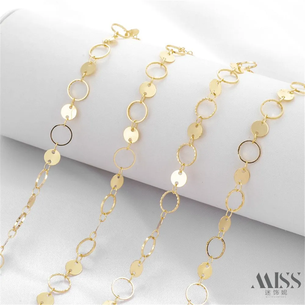 

14K Gold-wrapped Circle Batch Wreath Disc Chain DIY Accessories Loose Chain Handmade Bracelet Necklace Jewelry Material