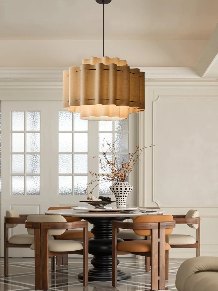 

2025 New French Nordic Wabi-Sabi Fabric Pendant Light Modern Handmade Ceiling Lamp for Living Room Bedroom Dining Room Decor